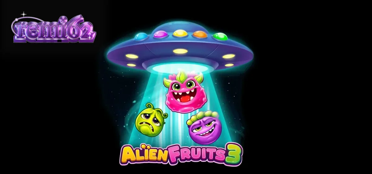 Tampilan visual neon dan grid 8x8 pada slot Alien Fruits 3